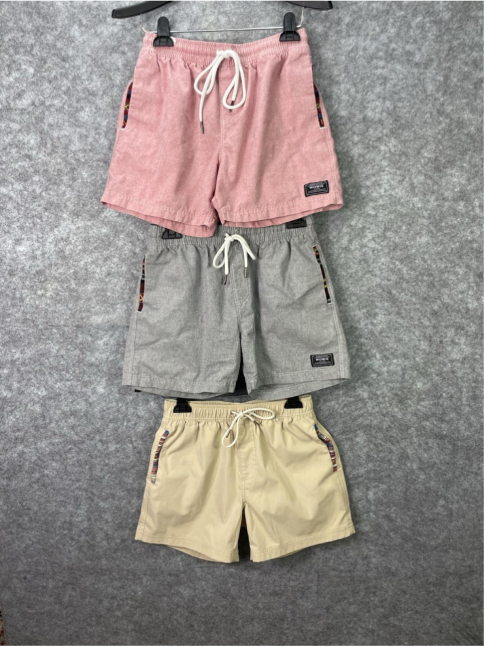 WOWIE Shorts Mens Small Multicolor Chino Elastic Waist Drawstring Pockets Lot 3